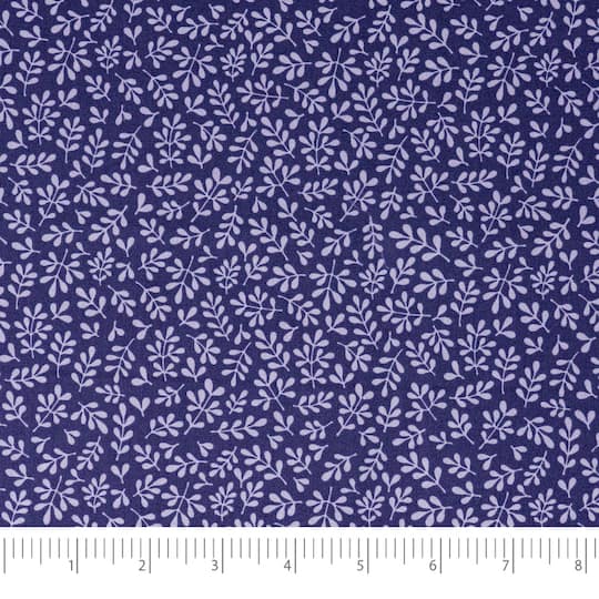 SINGER Purple Leaves Cotton Fabric